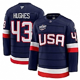 Men's USA #43 Quinn Hughes Navy 2025 4 Nations Face-Off Stitched Jersey Dzhi,baseball caps,new era cap wholesale,wholesale hats